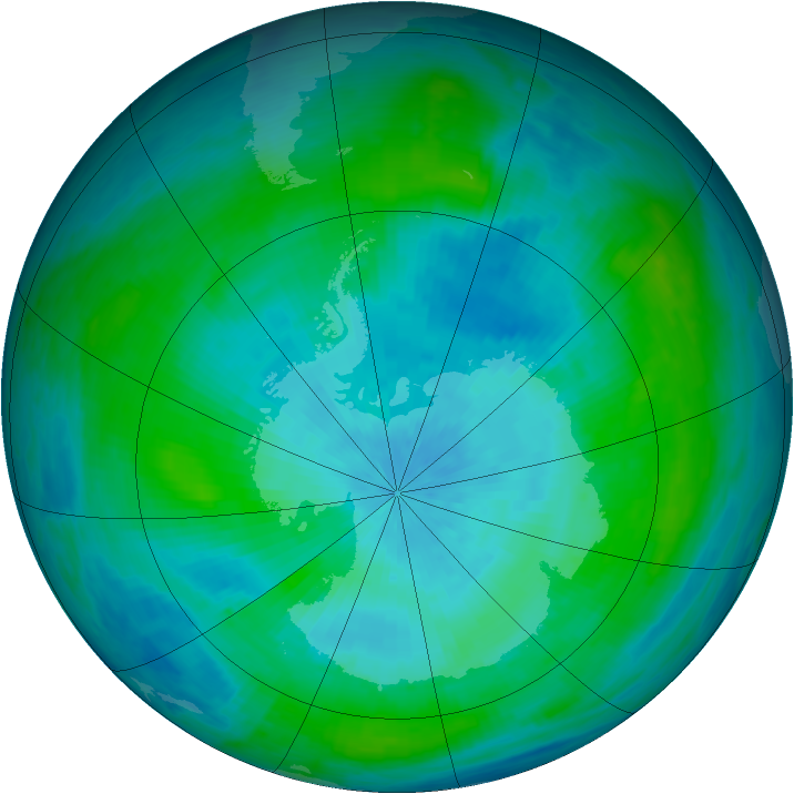 Antarctic ozone map for 27 February 1985